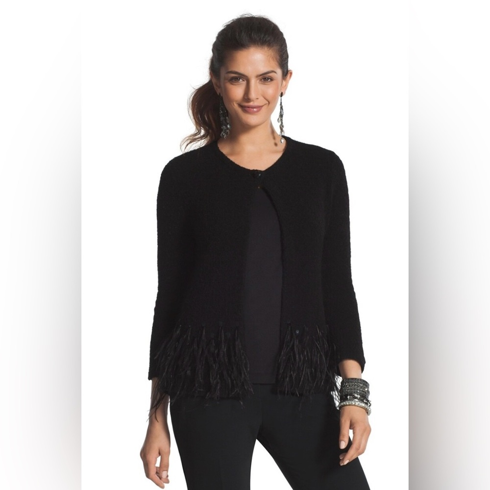 Chico’s Sequin Feather Camilla Cardigan Size Medium